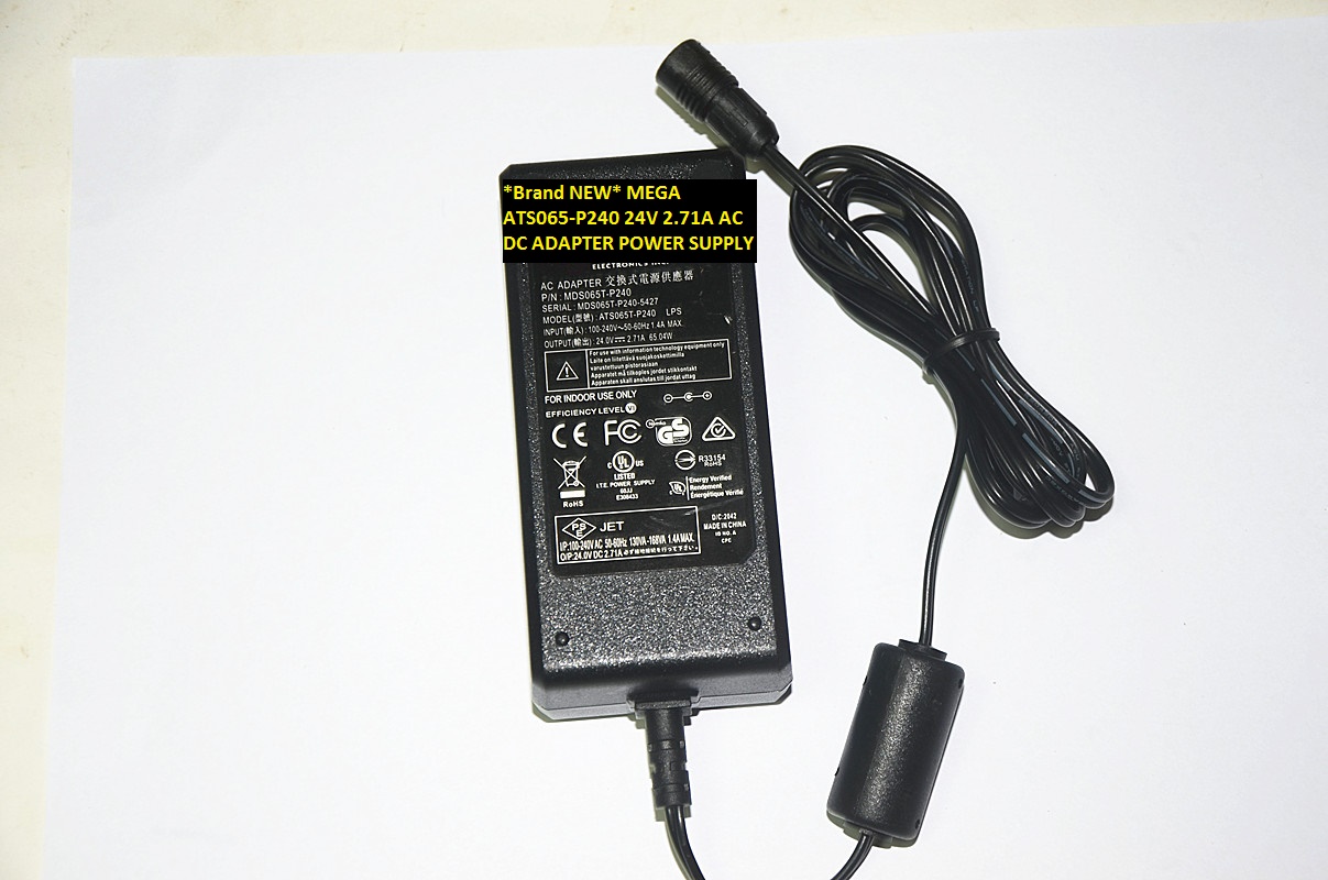 *Brand NEW*MEGA 24V AC DC ADAPTER 2.71A ATS065-P240 POWER SUPPLY